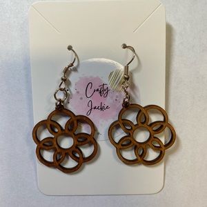 Handcrafted mandala wooden earrings